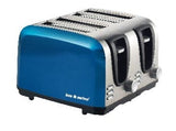 4 Slice Stainless Steel Glossy Blue Toaster Power 1850W Wide Slots